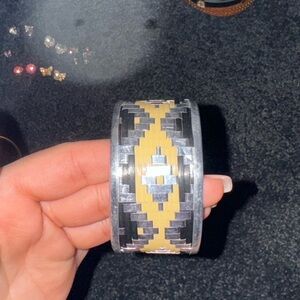 Tan black and silver bangle